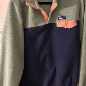 Patagonia women Two-Tone Fleece Shirt - Green and Navy